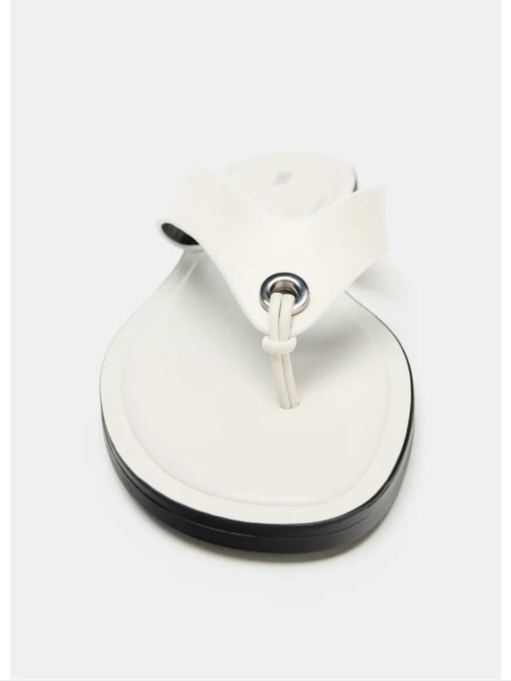 Zara Leather White Thong Sandals with Black Sole - Picture 3 of 12